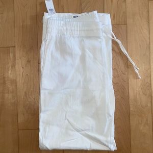 Mid-Rise Wide-Leg Linen-Blen Pants